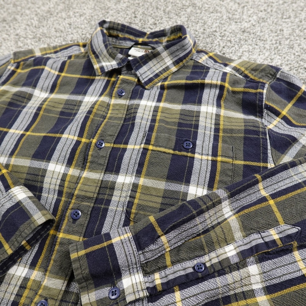 North‎ Face Shirt Mens L Green Long Sleeve Button Up Outdoor Hiking Trail Trek
